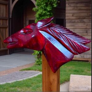 Beautiful Art Deco Dark Cherry Amber Carved Bakelite Horse~Rare & Extraordinary.